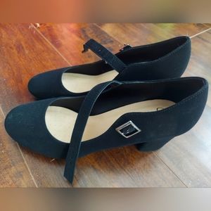 Suede Thick Heel Classy Pumps Heels Dress Shoes Strap Classic Elegant